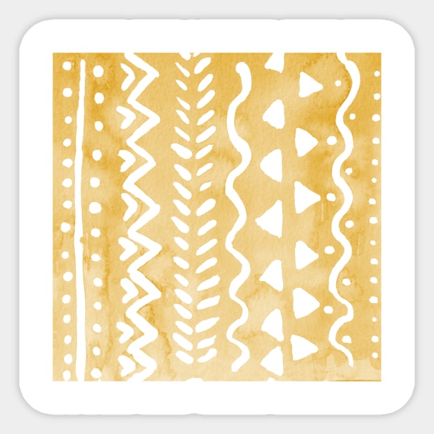 Loose boho chic pattern - orange Sticker by wackapacka